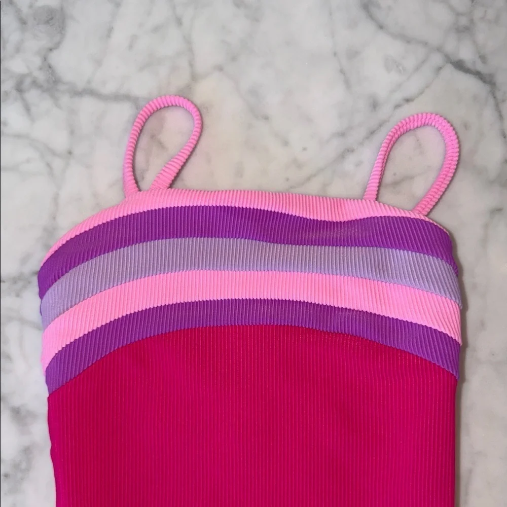 Beach Riot Little Jessa One Piece Raspberry Colorblock 3/4Y